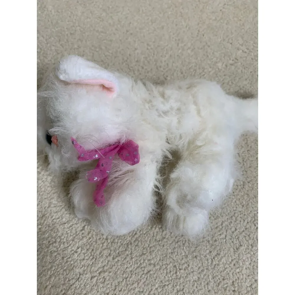 Kitty Kitty Kittens WHITE PERSIAN Plush w/Blue Eye PURRS VTG Tyco